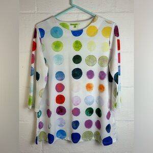 Trisha Tyler Woman’s Polka Dotted Multicolored Business Casual Artsy Blouse PM